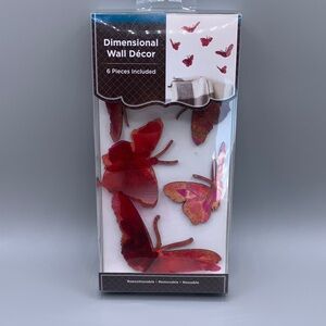 Six Piece Dimensional Pink Watercolor Butterflies Wall Decor